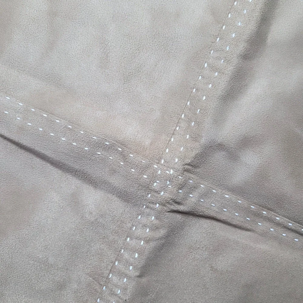 Pottery Barn Microfiber Faux Suede Tan Stitched Pillow Sham Zipper Closure‎